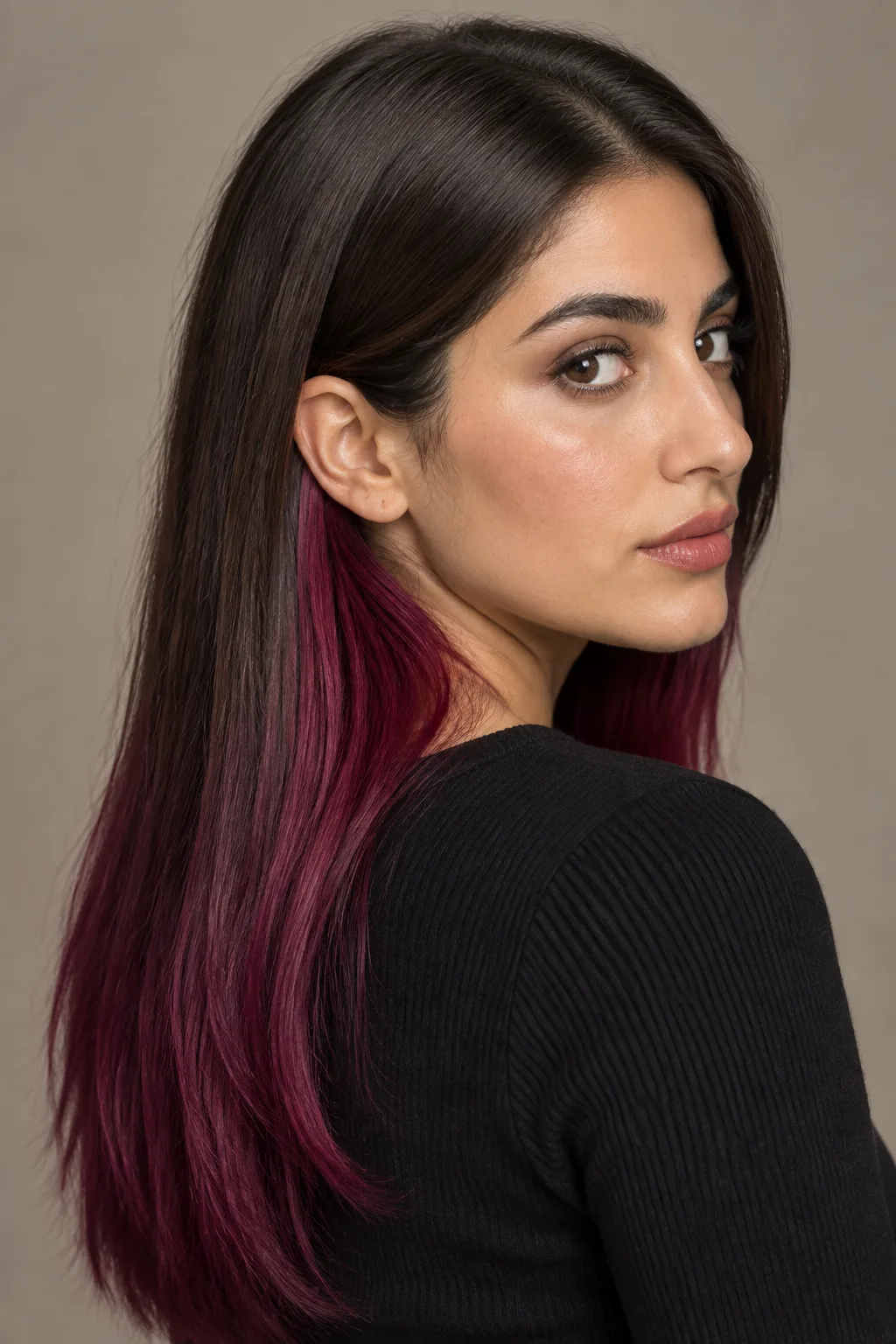 Peekaboo Cherry Plum Underlayer hair color