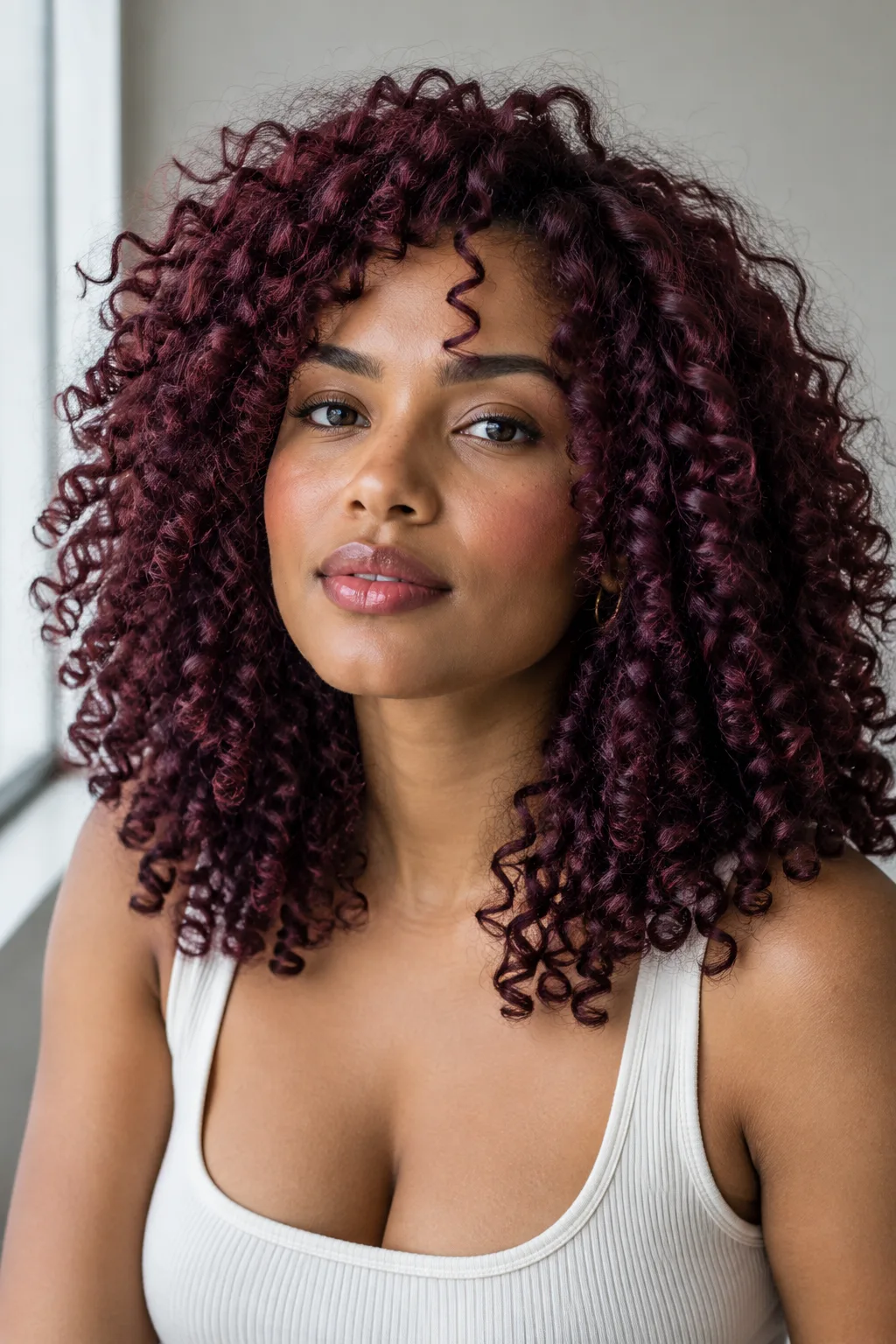 All-Over Cherry Plum on Curly Hair