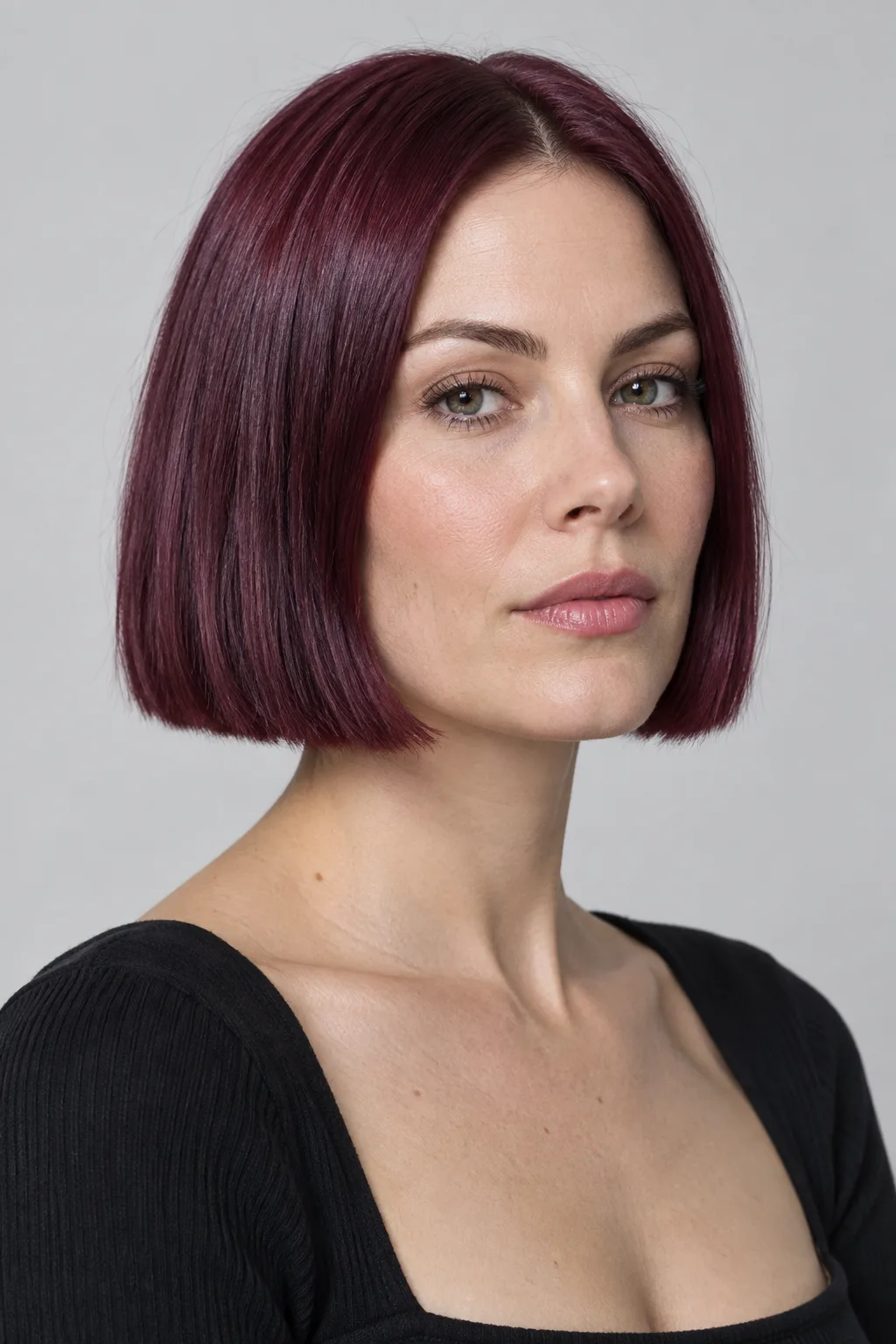 Cherry Plum Blunt Bob hair color