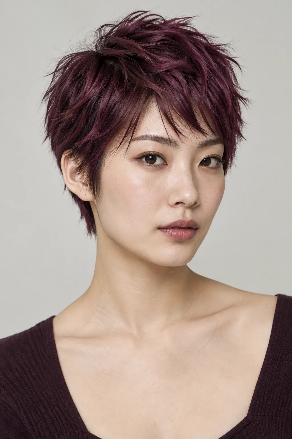 Cherry Plum Pixie Cut hair color