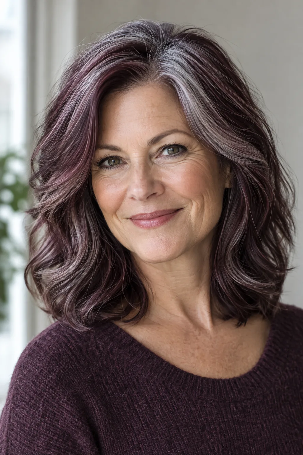 Cherry Plum Gray Blending hair color