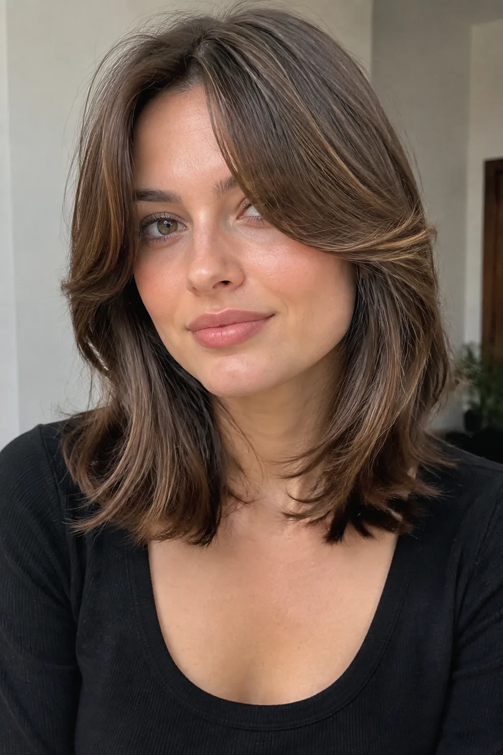 Soft Face-Framing Curtain Bangs With Layers hairstyle