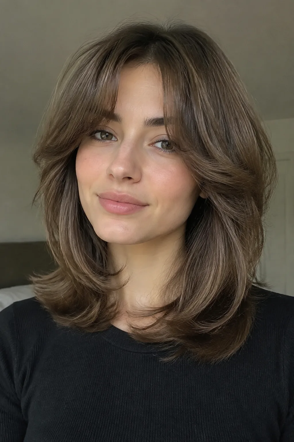 Bouncy Blowout Layers With Arched Bangs hairstyle