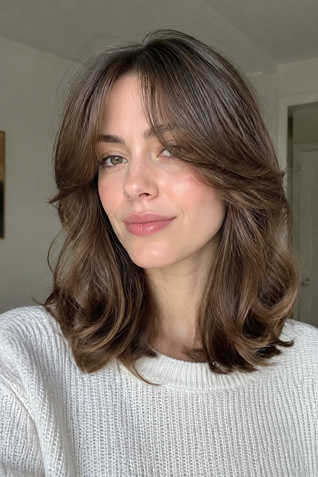 Relaxed Beach Wave Layers With Curtain Fringe hairstyle
