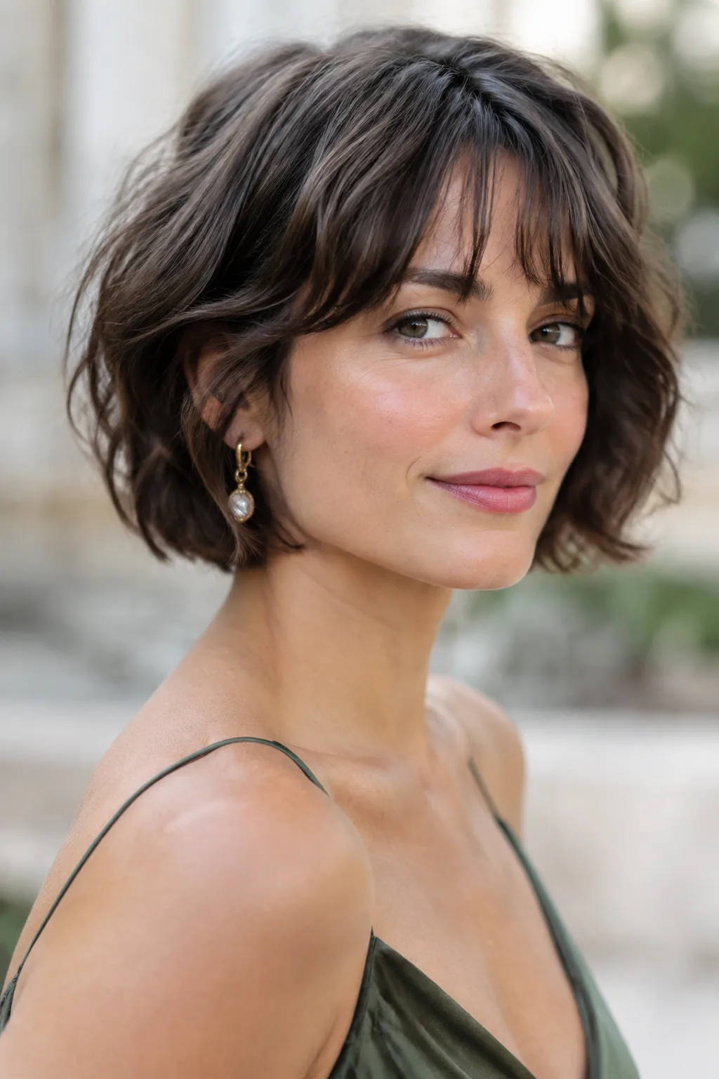 Tousled French Bob with Wispy Bangs hairstyle