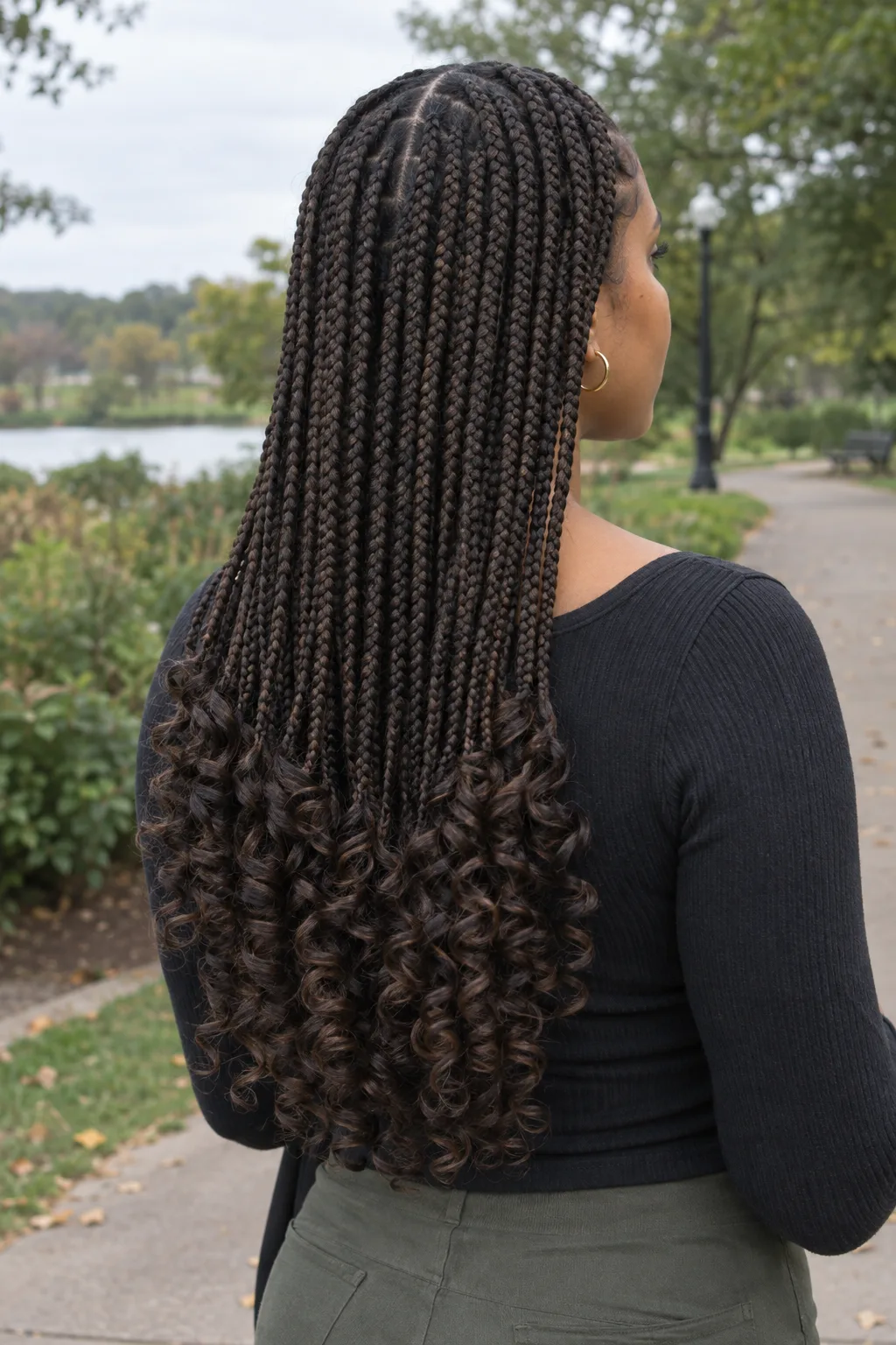 Classic Mid-Back French Curl Braids hairstyle