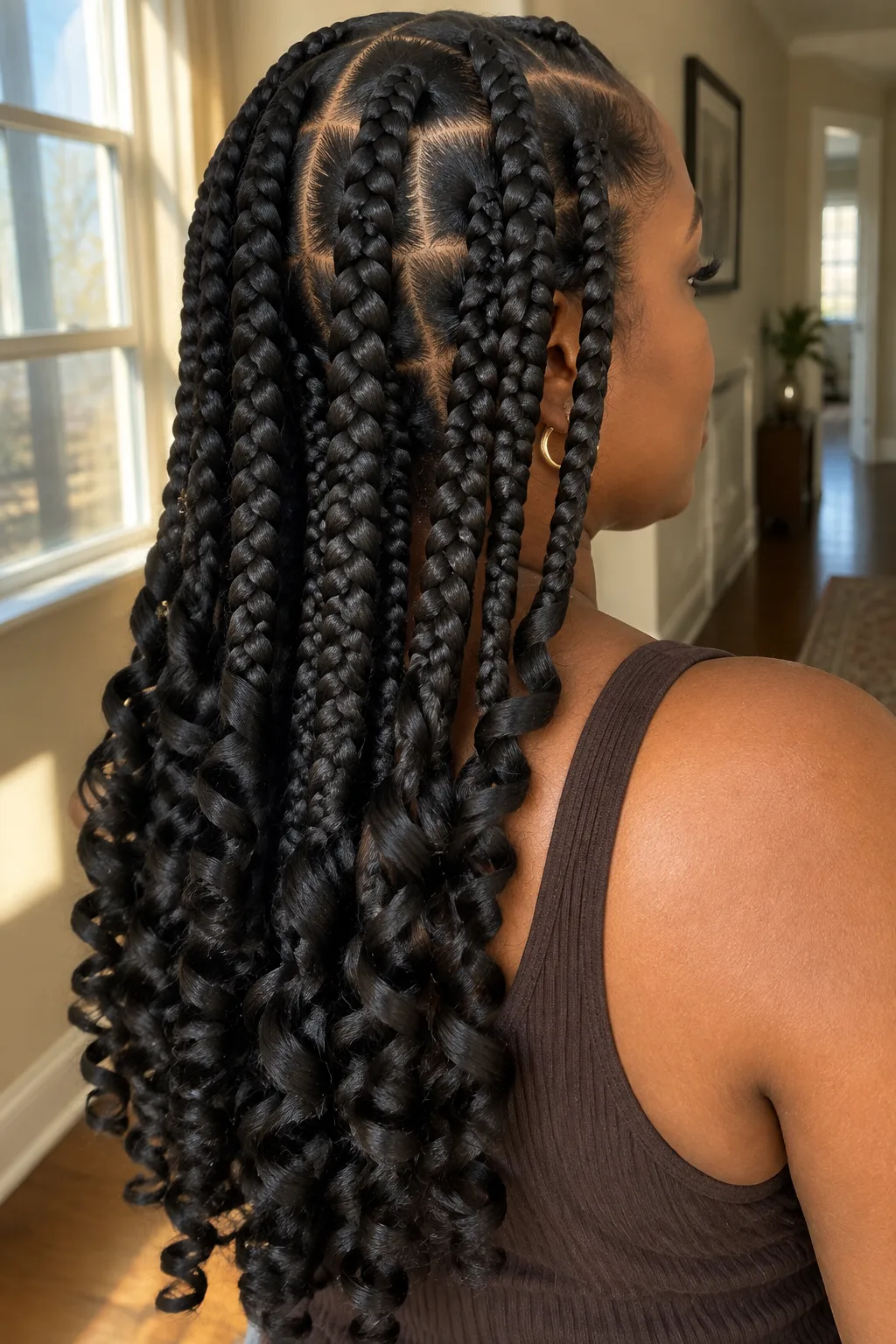 Jumbo Knotless French Curl Braids hairstyle