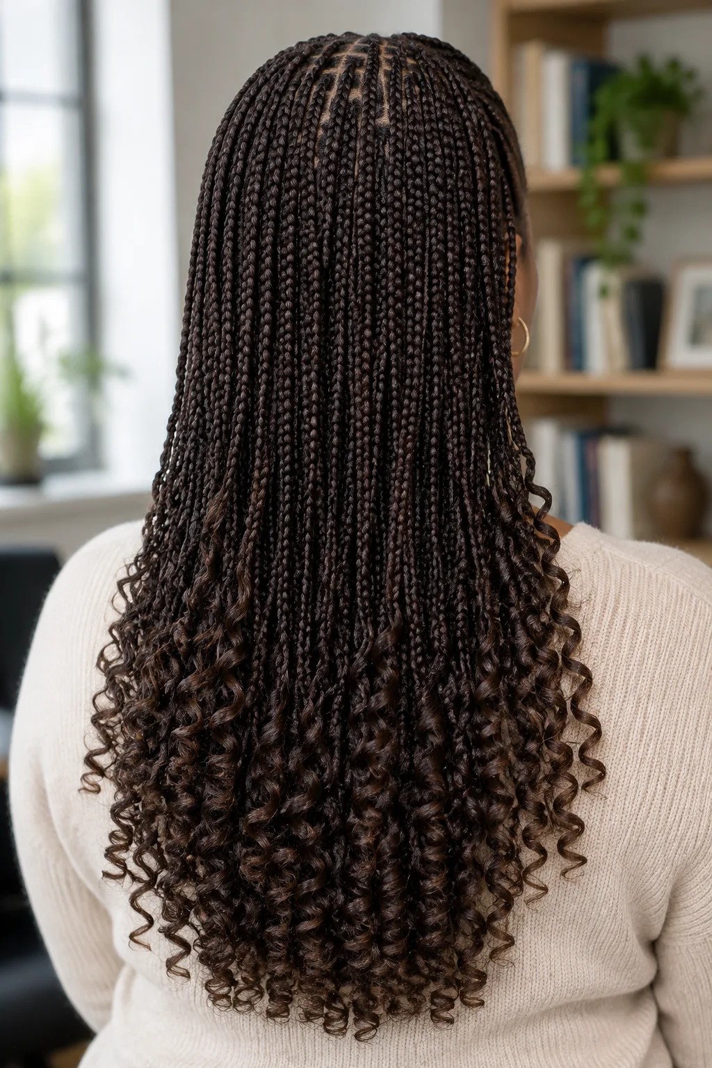 Small Knotless French Curl Braids hairstyle
