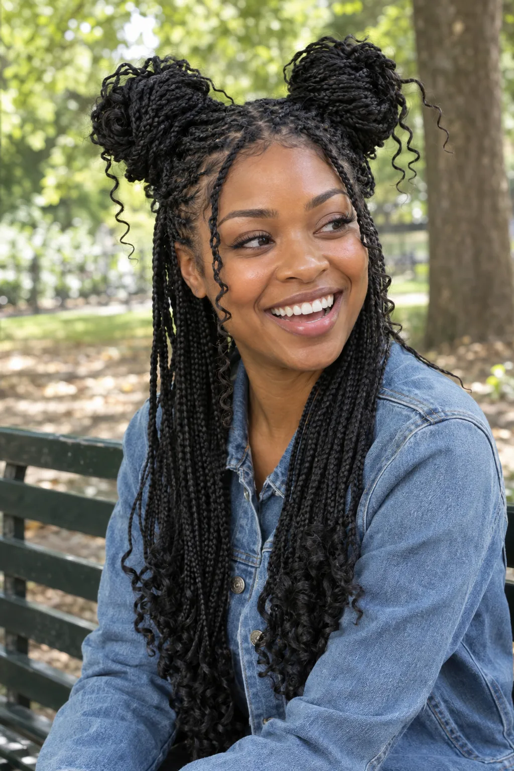 Space Buns With French Curl Braids hairstyle