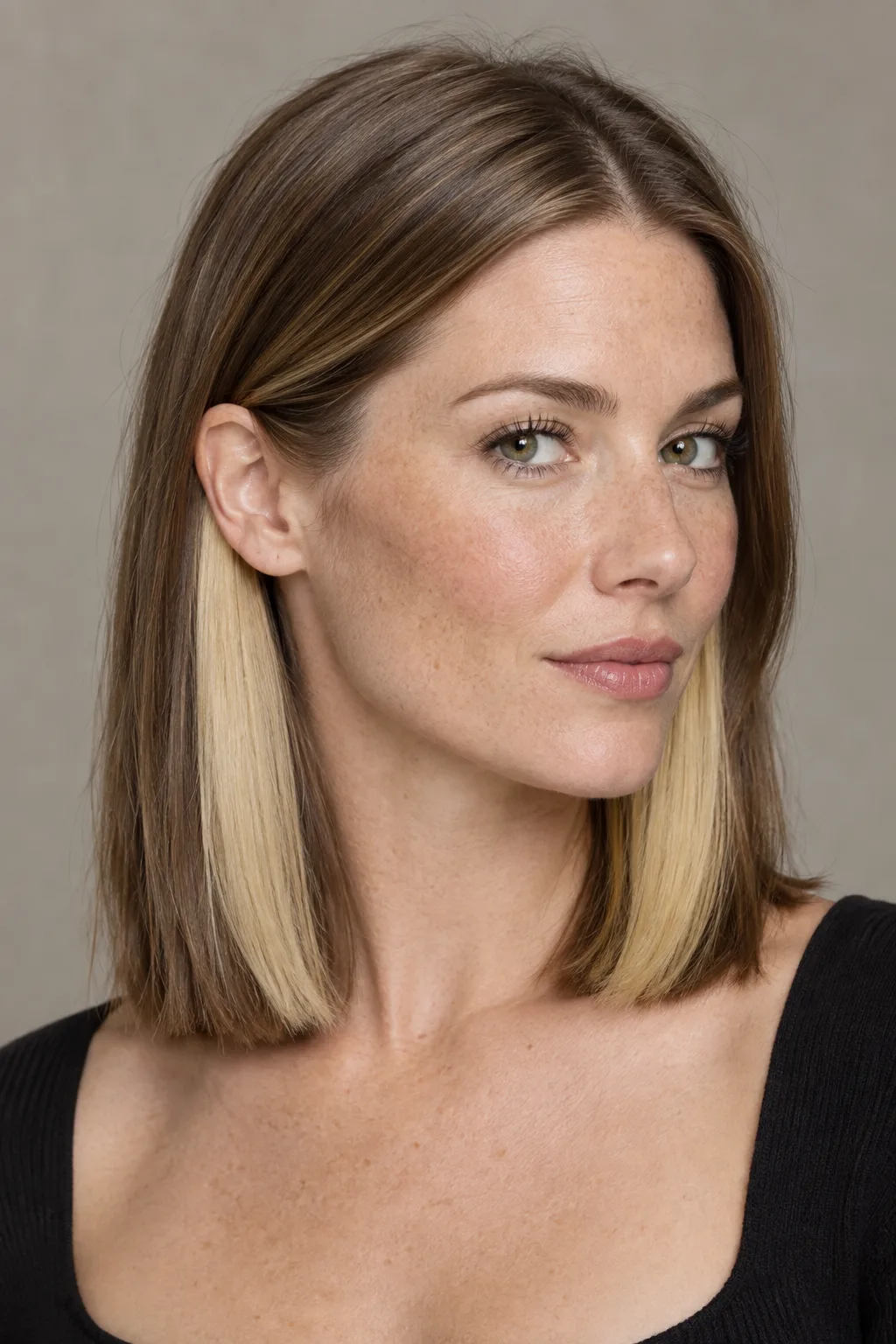 Honey Blonde Peekaboo Panels hair color