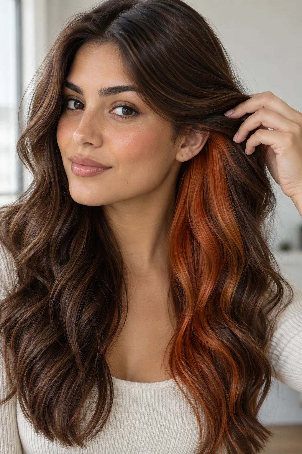 Copper Peekaboo Highlights hair color