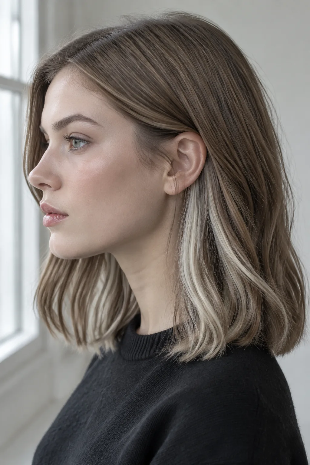 Ash Blonde Peekaboo Streaks hair color