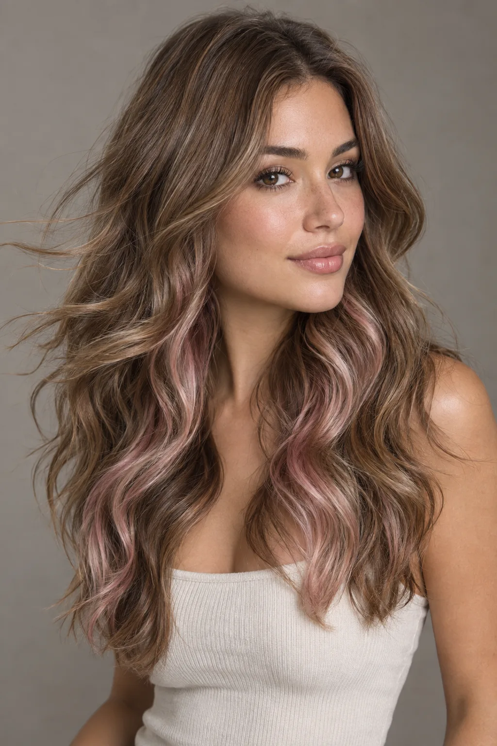 Rose Gold Peekaboo Highlights hair color