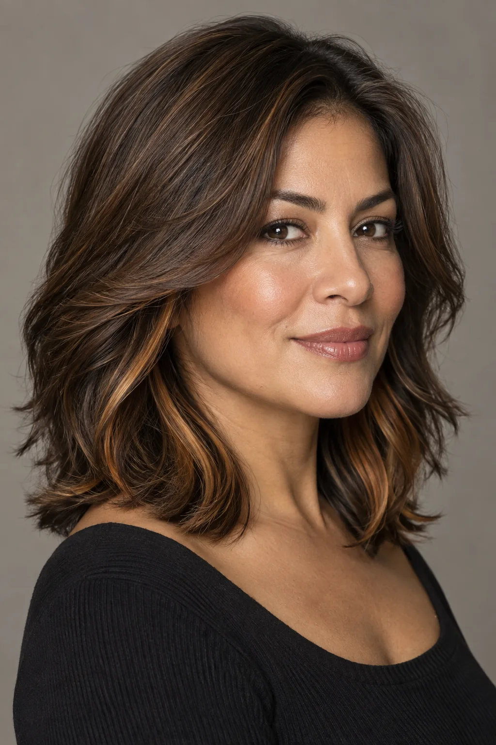 Bronze Peekaboo Highlights hair color