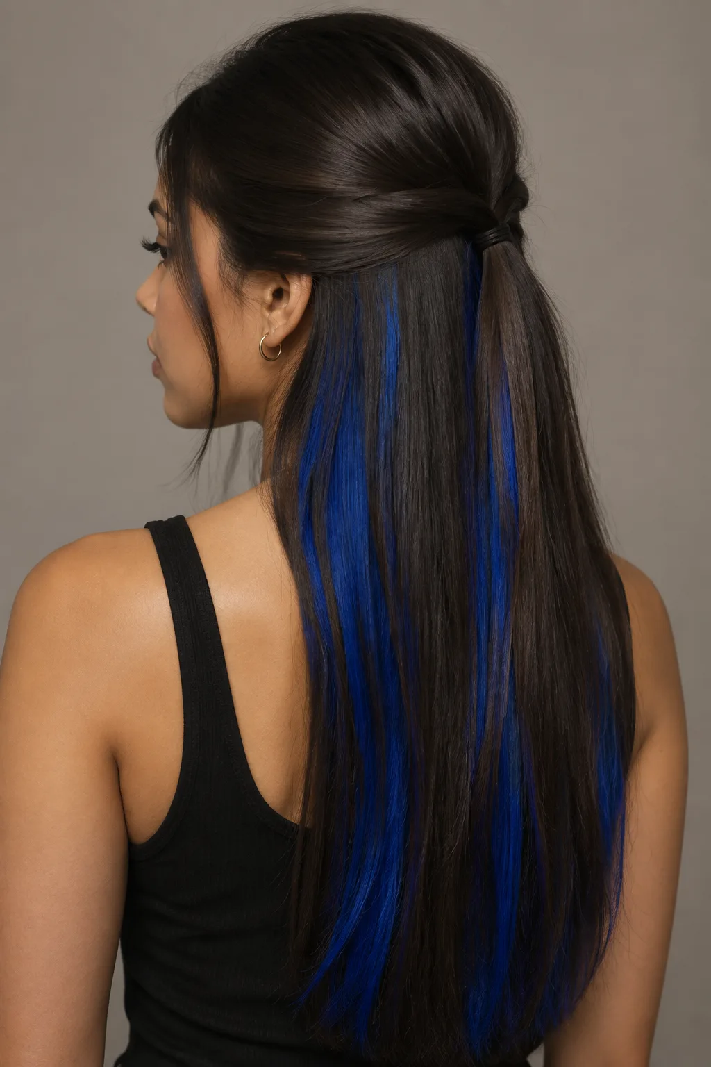 Electric Blue Peekaboo Highlights hair color