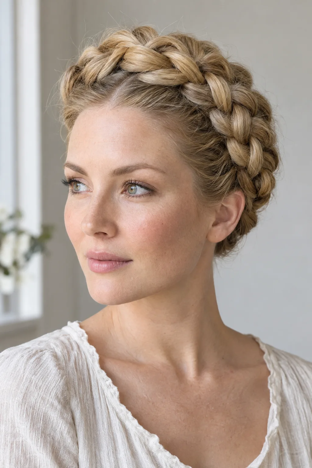 Classic Dutch Crown Braid hairstyle