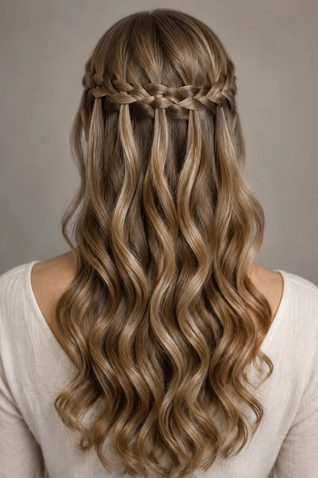 Half-Up Waterfall Braid hairstyle