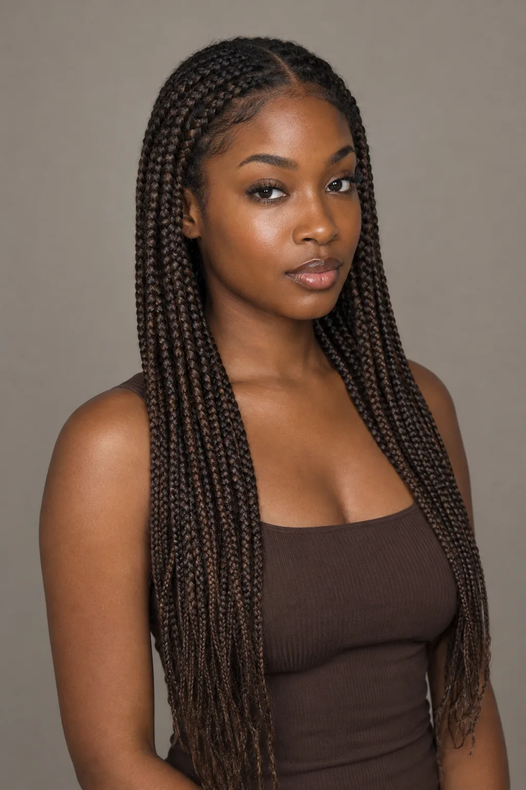 Mid-Back Knotless Box Braids hairstyle