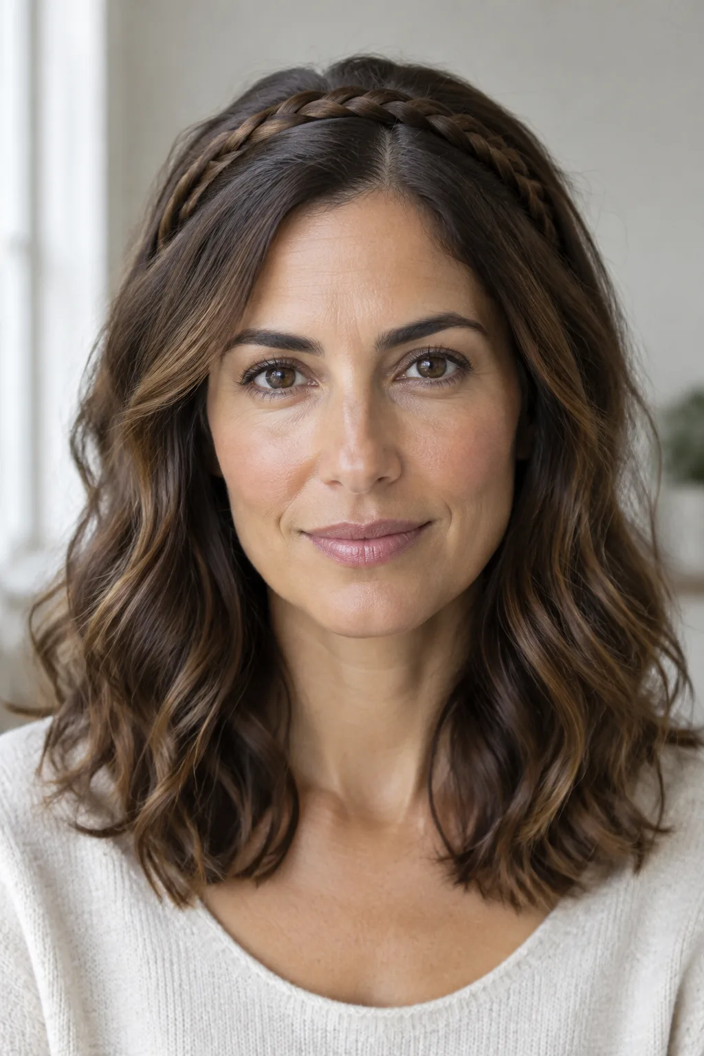 Braided Headband with Loose Waves hairstyle