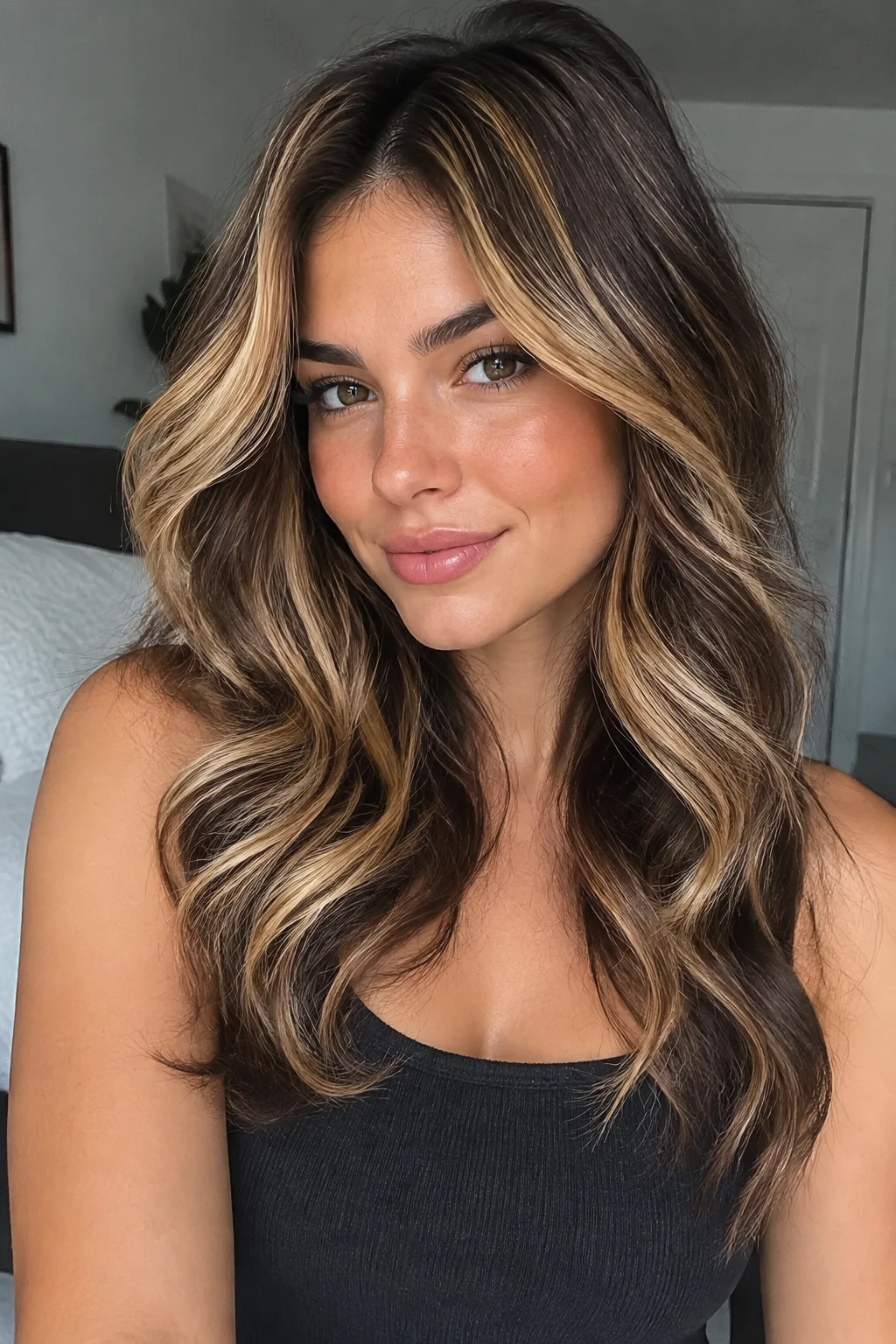 Chunky 90s-Inspired Warm Blonde Streaks hair color