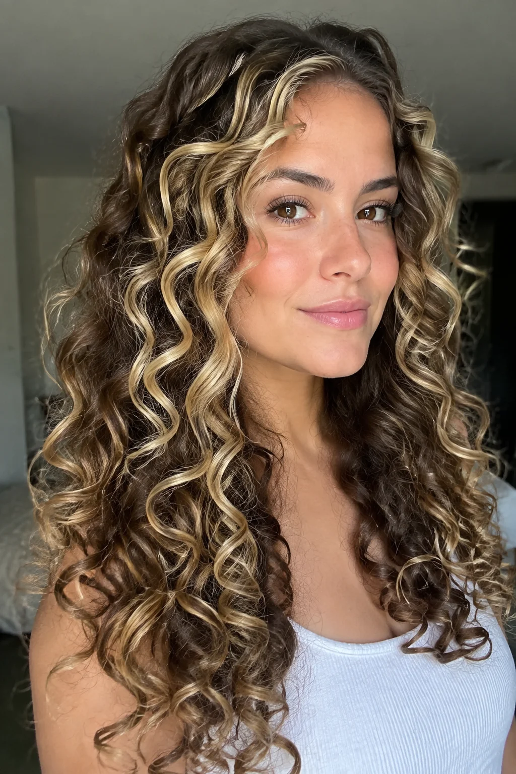 Vanilla Cream Balayage for Curls hair color