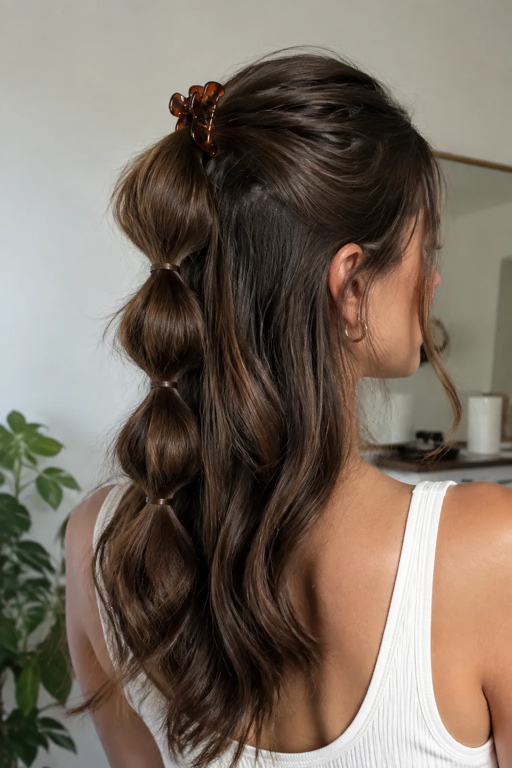 The Bubble Ponytail Half-Gather hairstyle