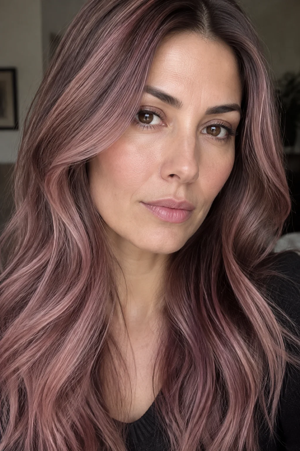 Champagne Mauve on Golden Brown Base hair color