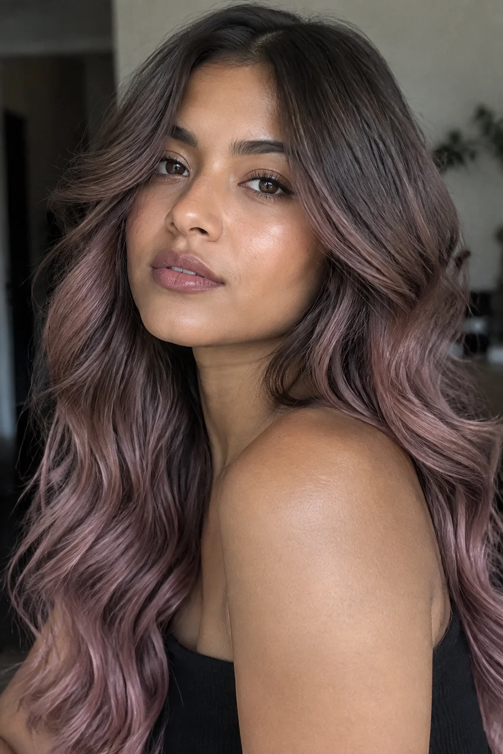 Rooted Mauve Sombre on Soft Walnut Hair