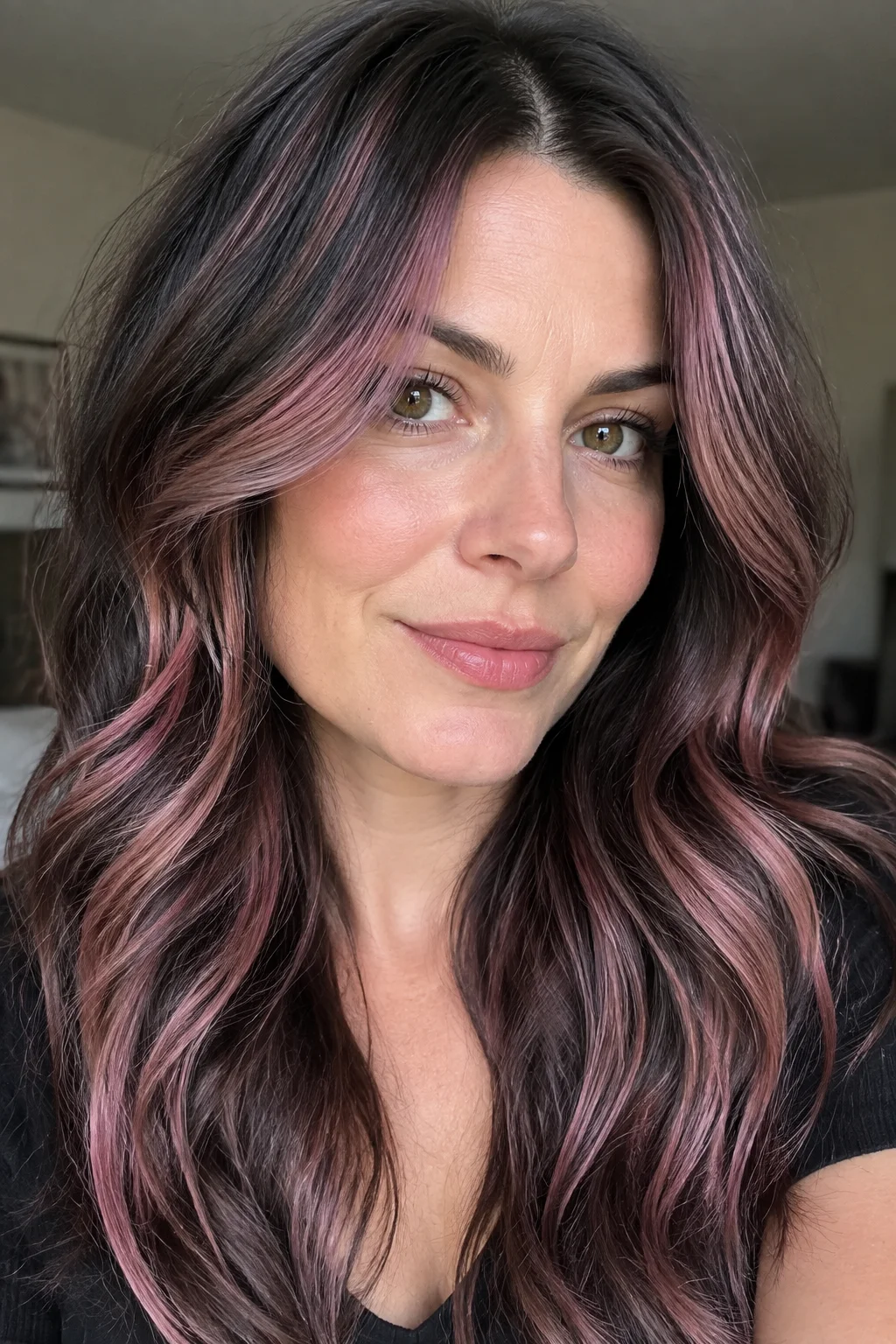 Grunge-Inspired Mauve Tonal Ribbons hair color