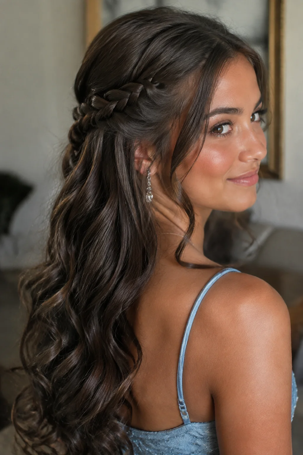 Waterfall Braid Half-Up hairstyle