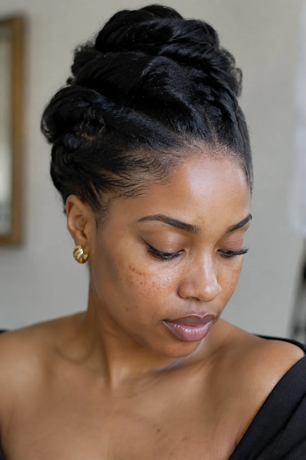 Intricate French Roll with Twist Accent hairstyle