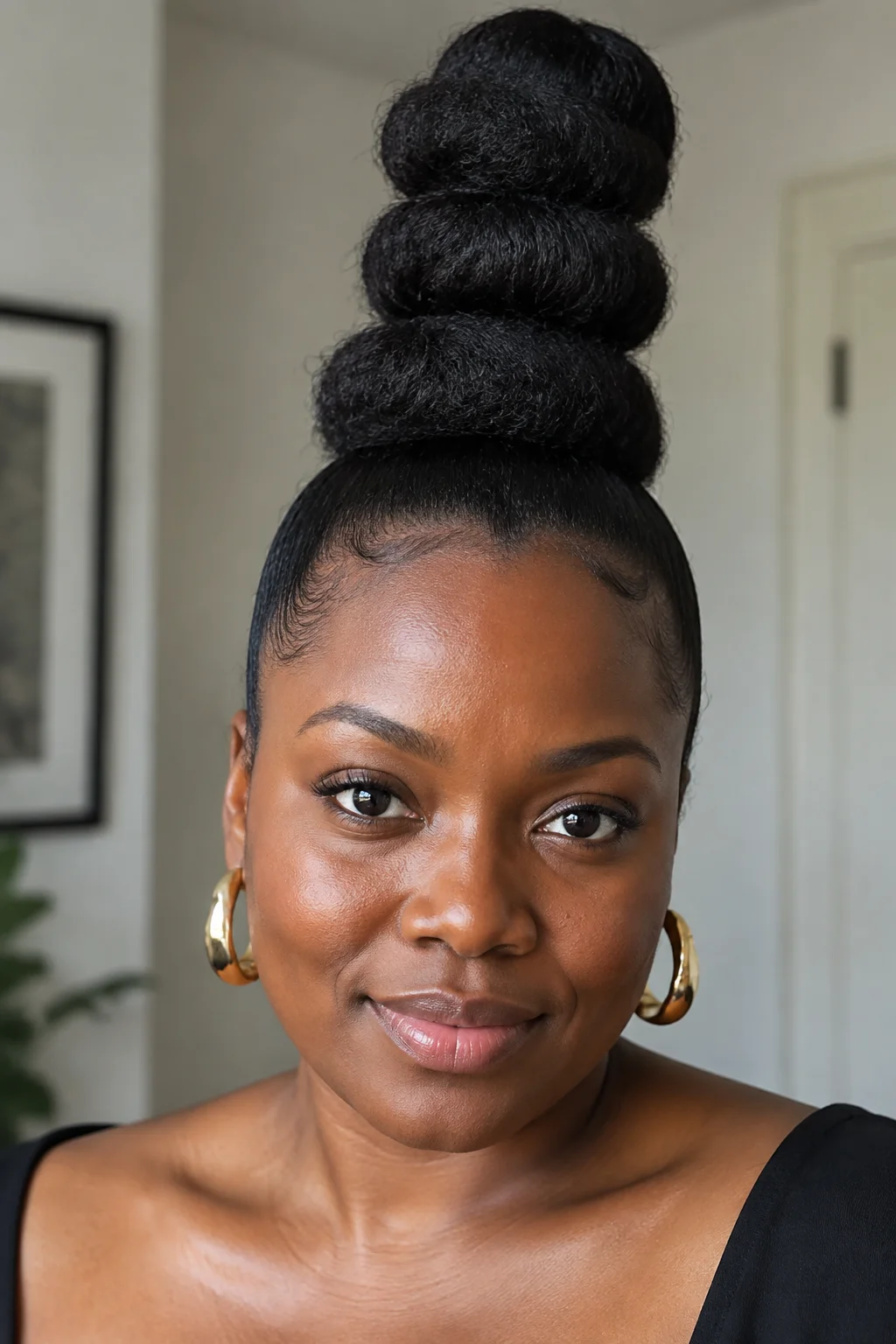 Tiered Bubble High Bun hairstyle