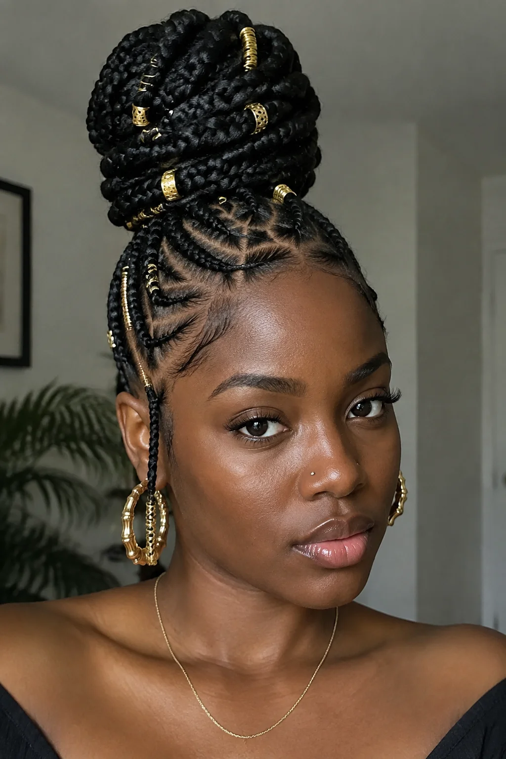 Fulani Braided High Bun hairstyle