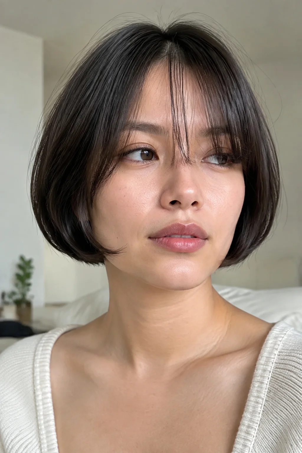 Micro-Bob with Inward C-Curl hairstyle