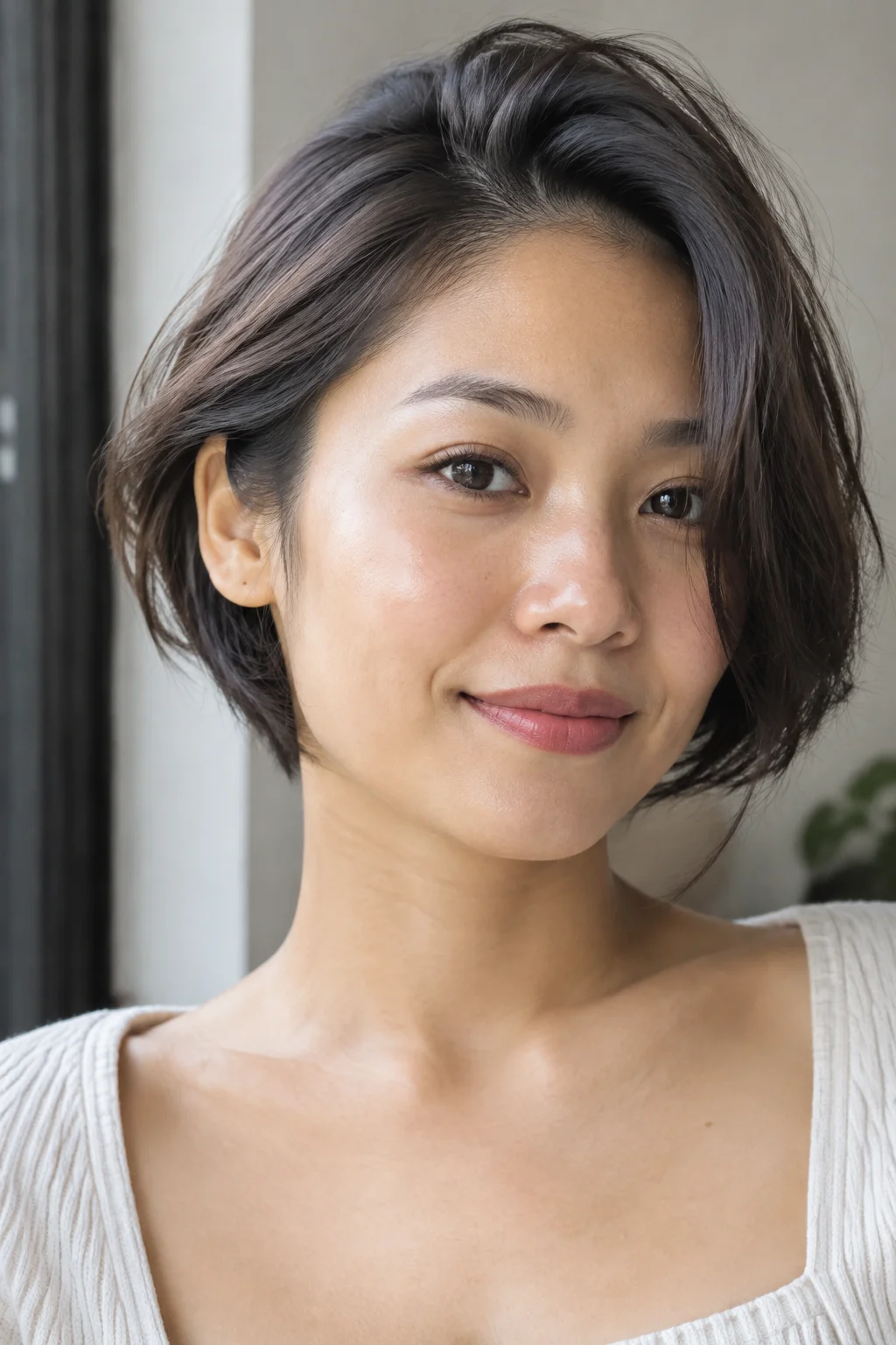Side-Swept Soft Layered Short Cut hairstyle