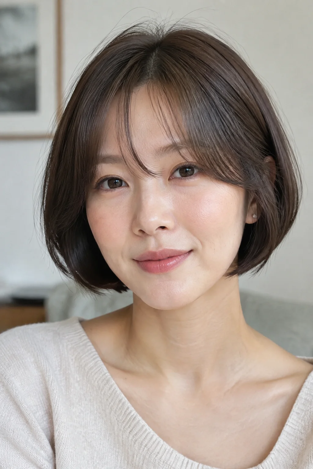 Beveled Jawline Korean Bob hairstyle