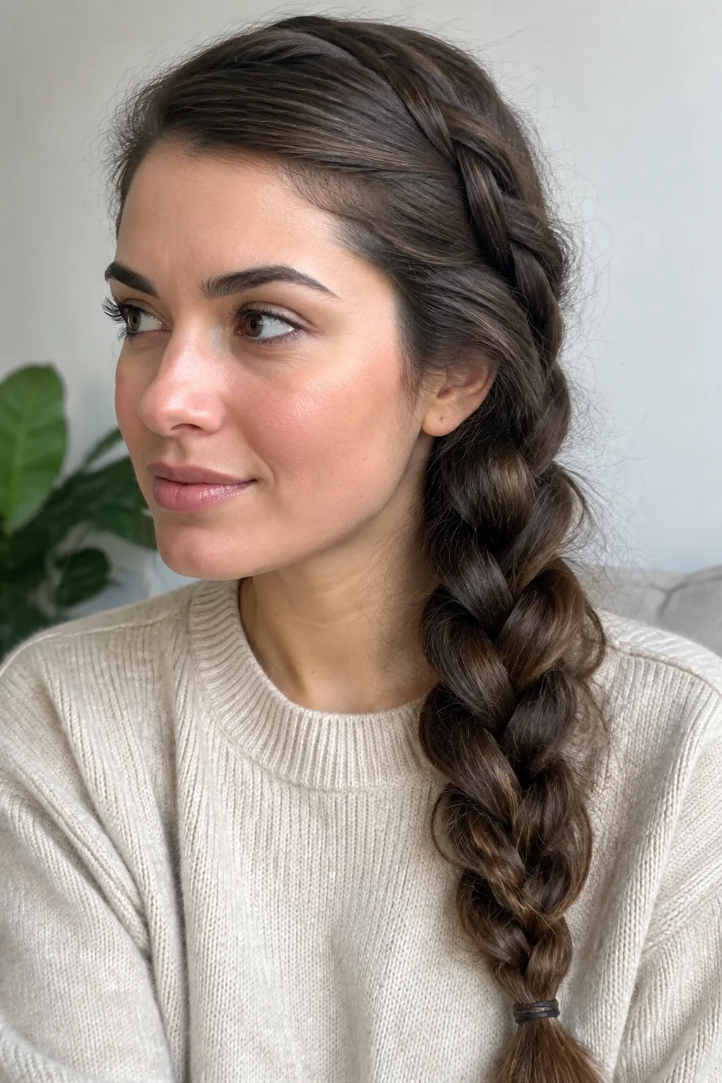 Side-Swept Dutch Braid hairstyle