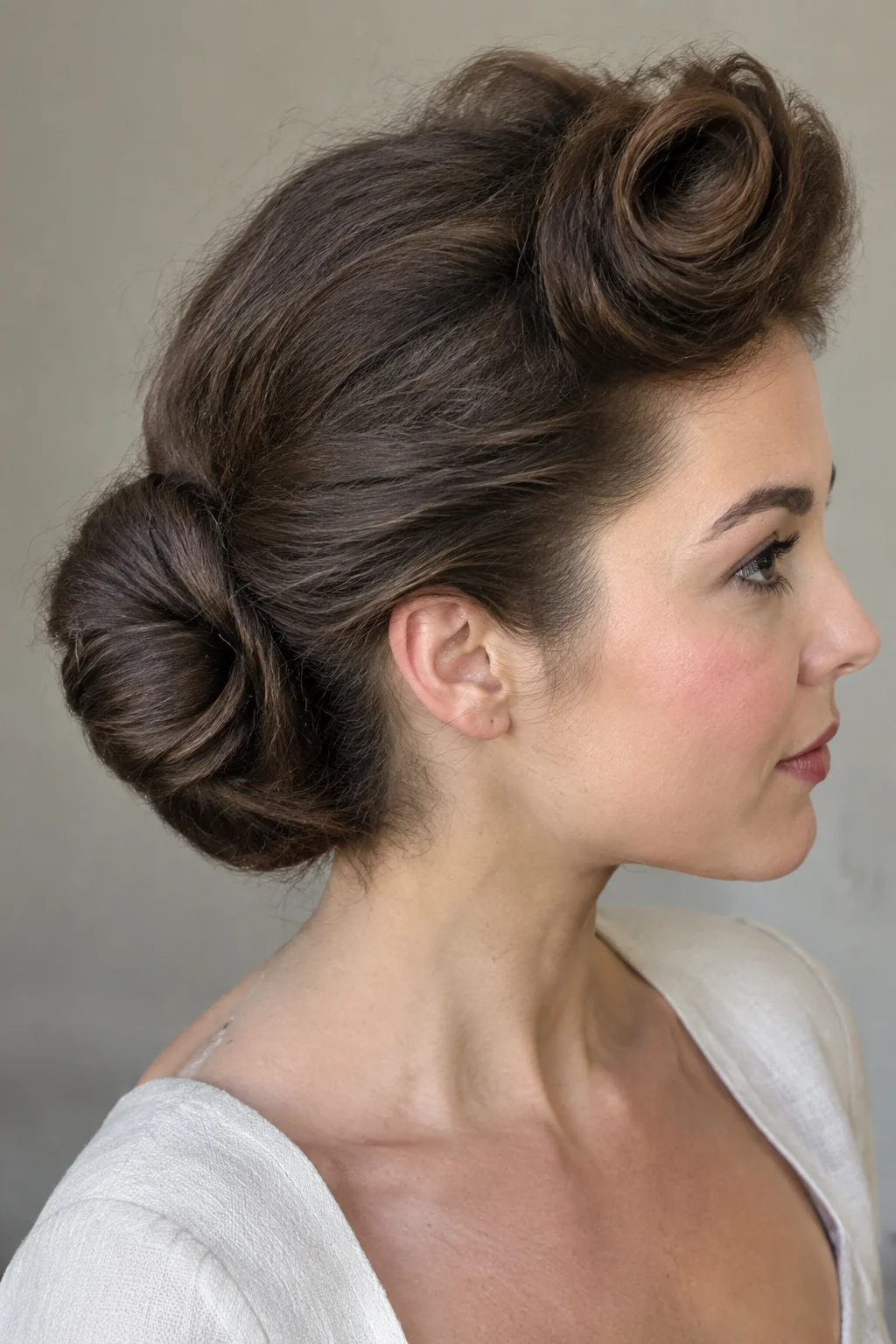 The Tucked Gibson Roll hairstyle