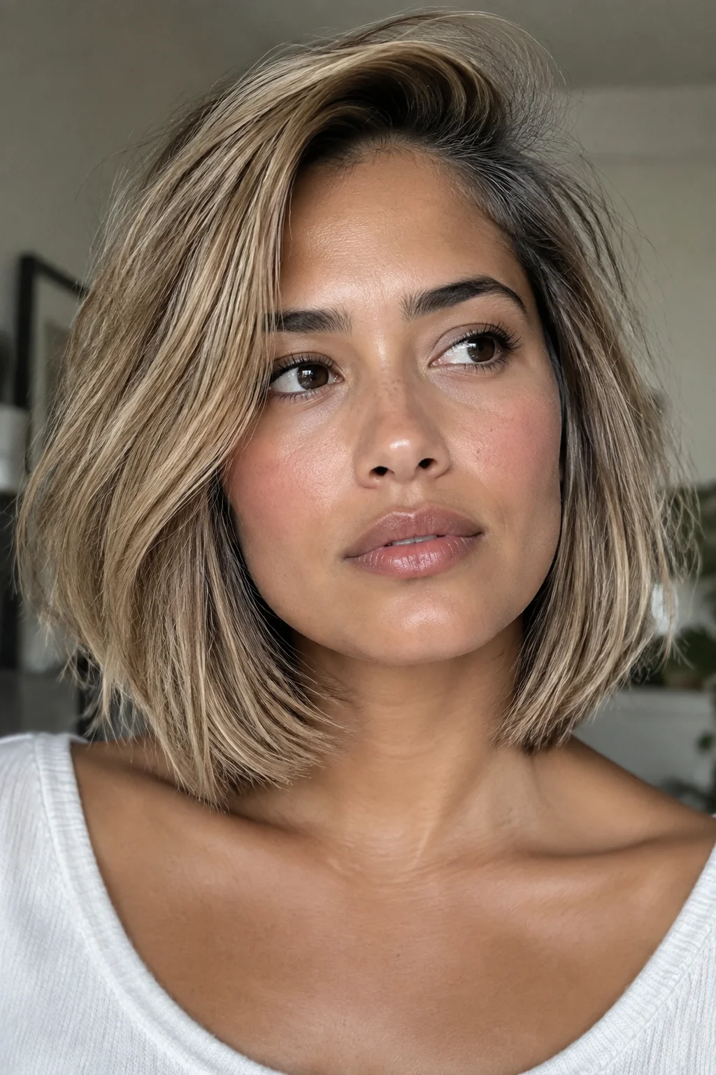 Soft Side-Part Long French Bob hairstyle