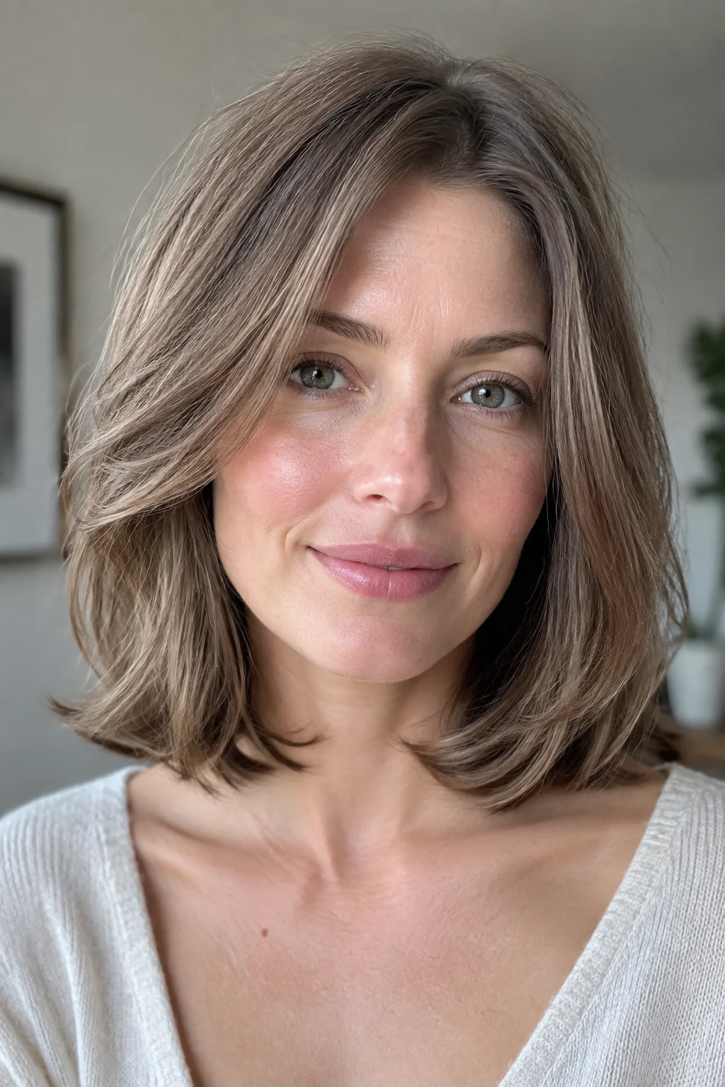 Feathered Ends Long French Bob hairstyle