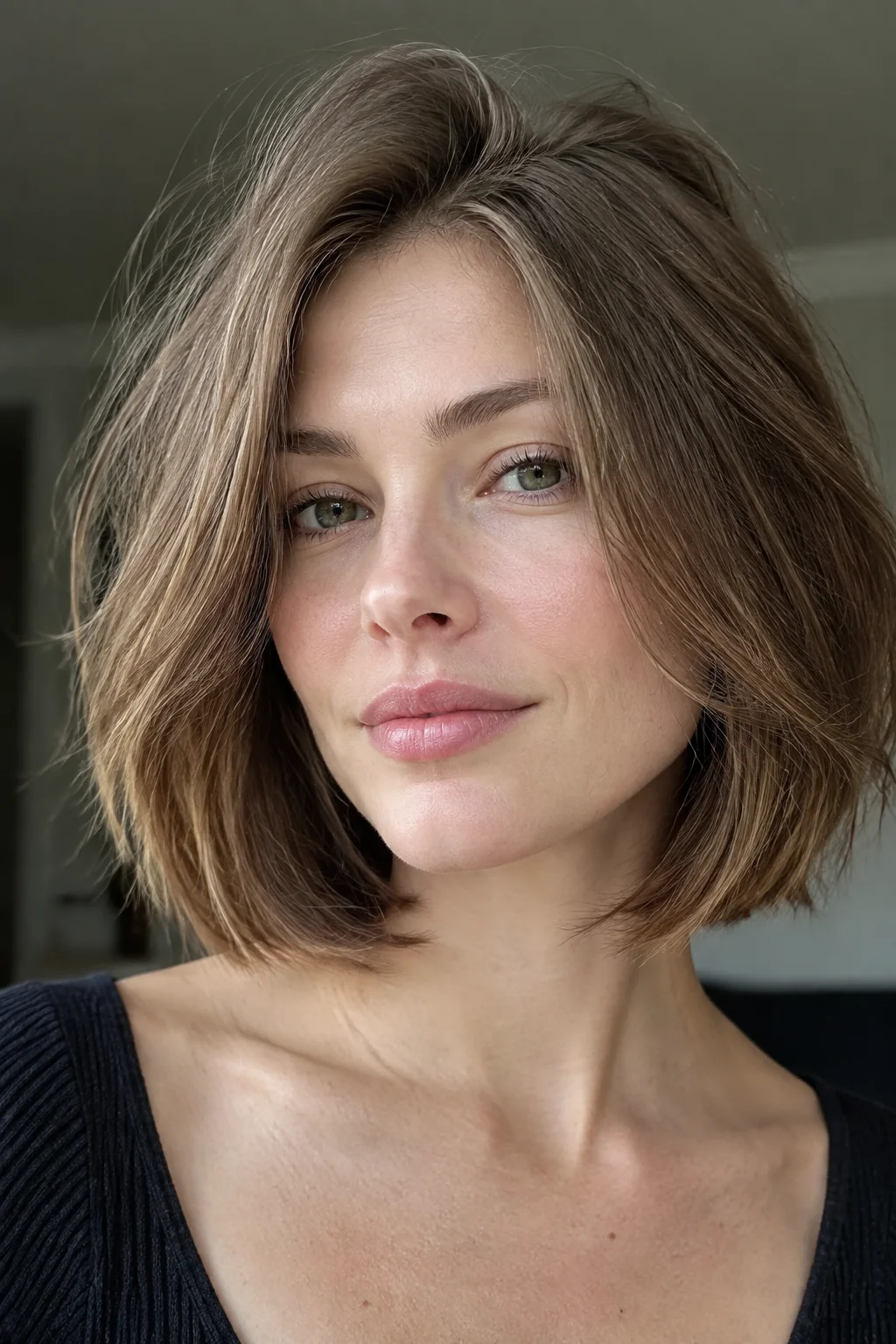 Root-Lift Textured Long French Bob hairstyle