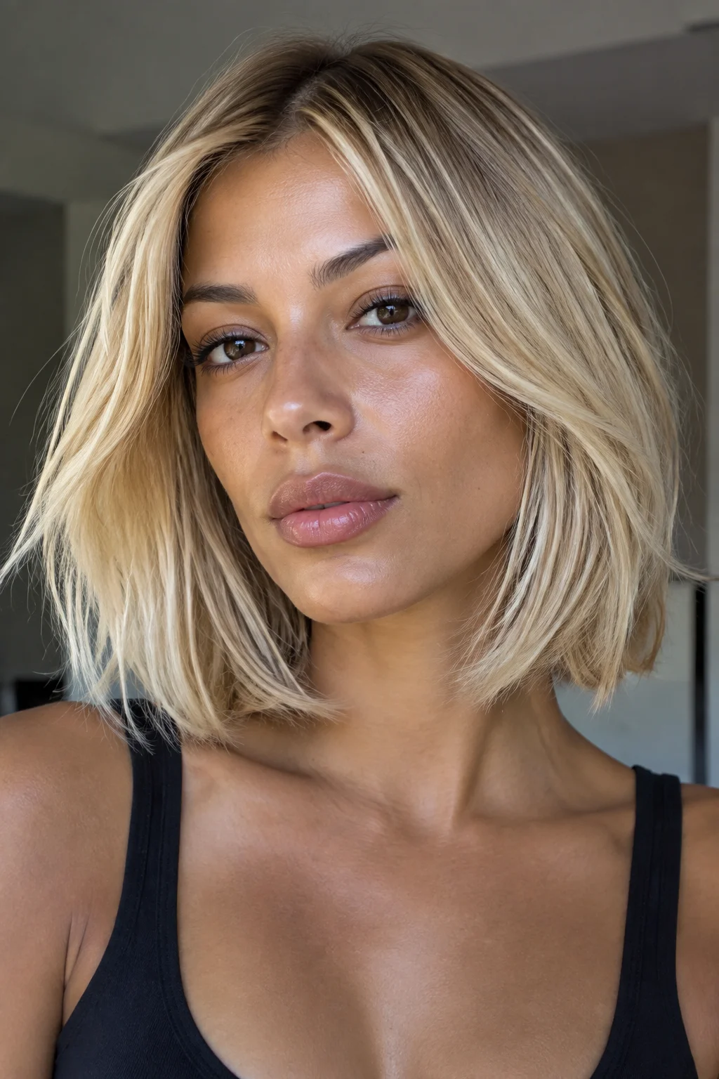 Collarbone French Bob with Airy Ends hairstyle