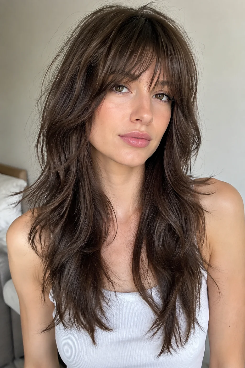 Choppy Shadow Bangs Long Wolf Cut hairstyle
