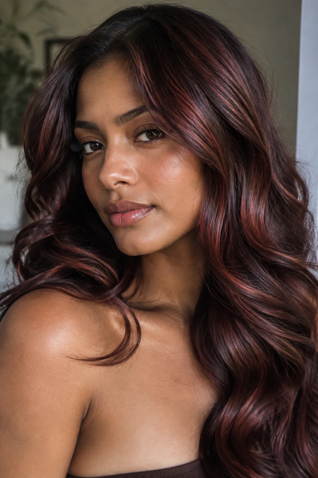 Ruby Ribbon Mahogany Highlights hair color