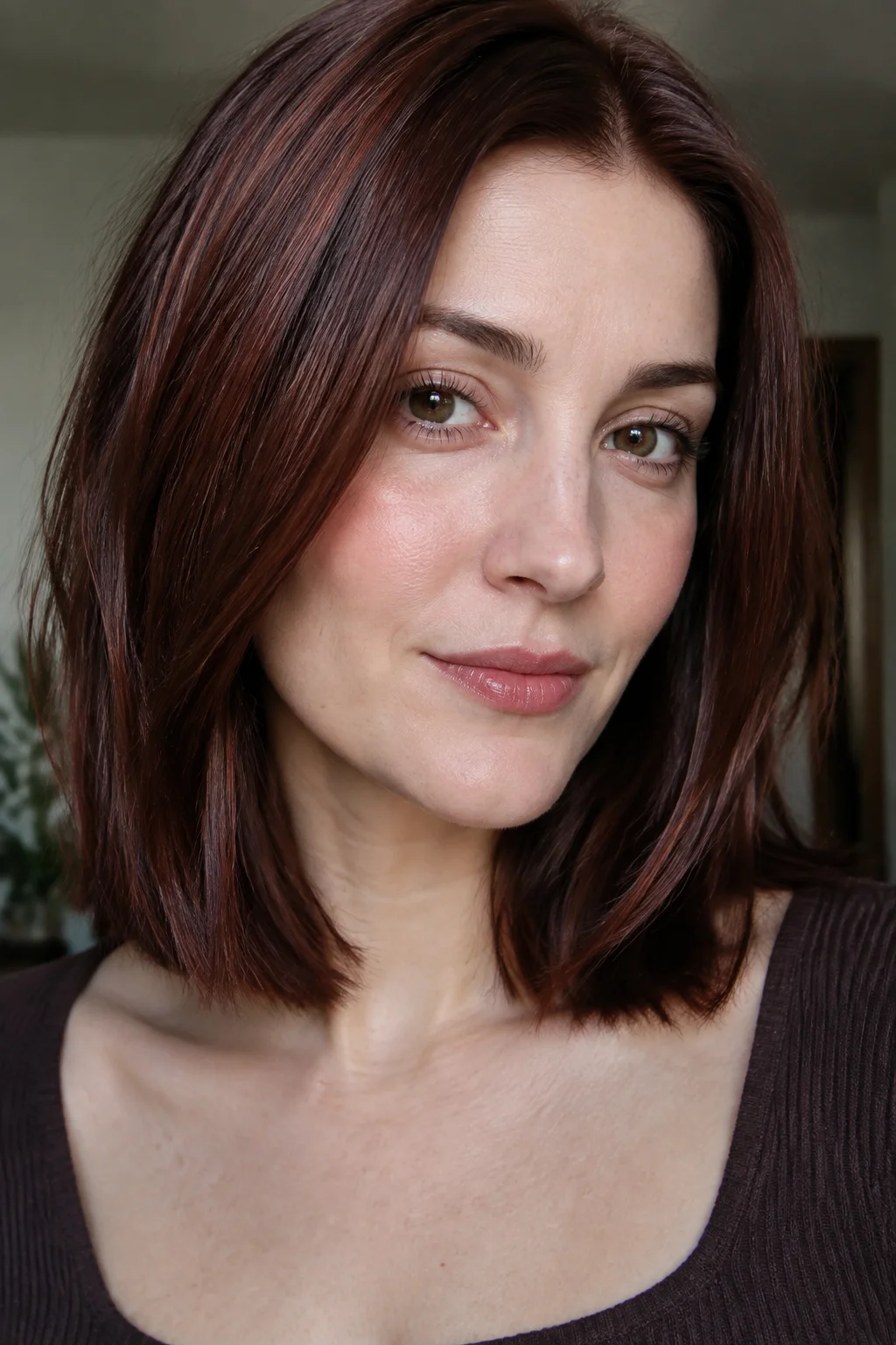 Earthy Chestnut Mahogany hair color