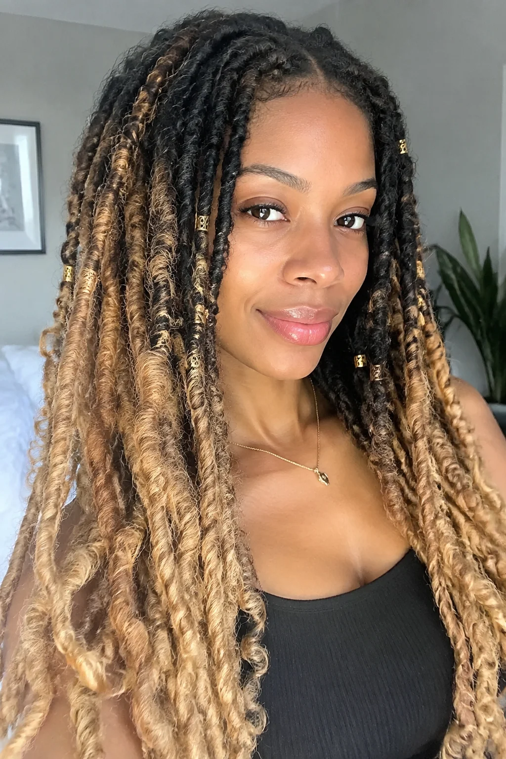 Warm Honey Blonde Ombré Twists hairstyle