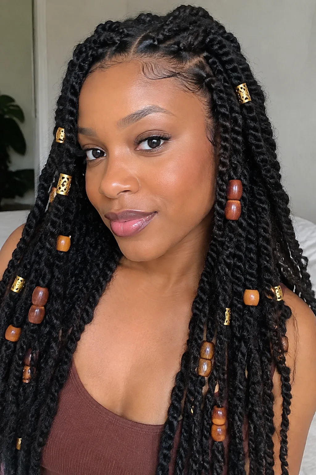 Beaded and Cuffed Tribal Twists hairstyle