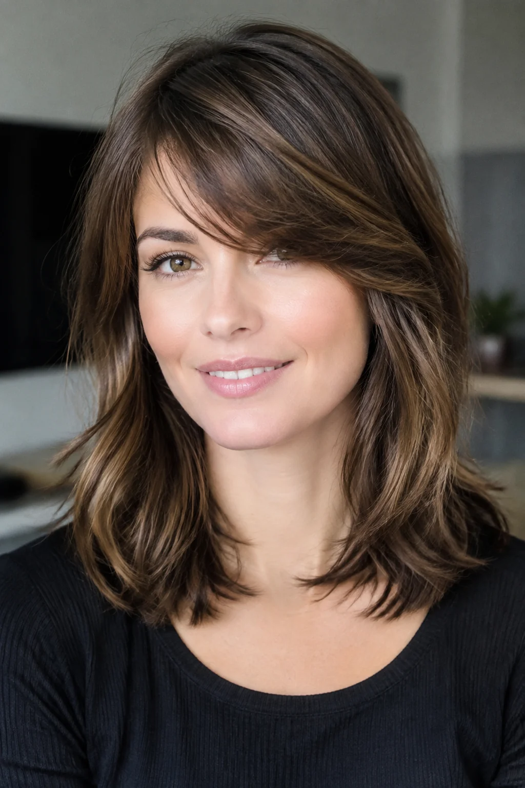 Side-Swept Bangs With Classic Choppy Layers hairstyle