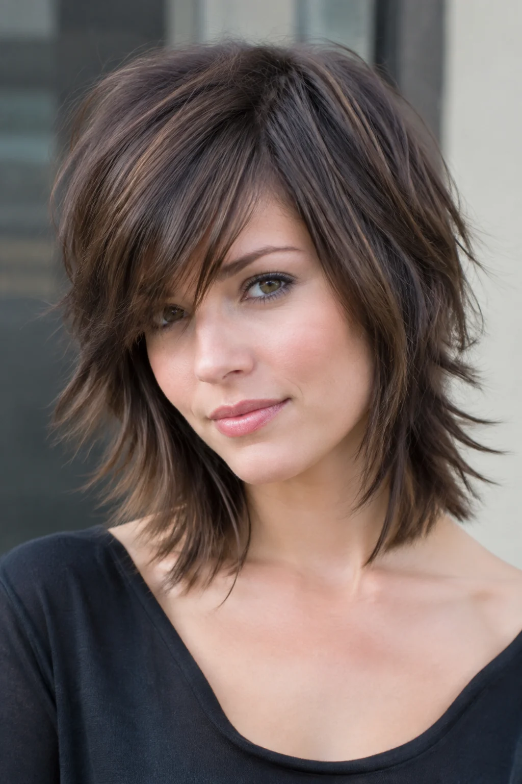 Asymmetrical Bangs With Modern Disconnected Layers hairstyle