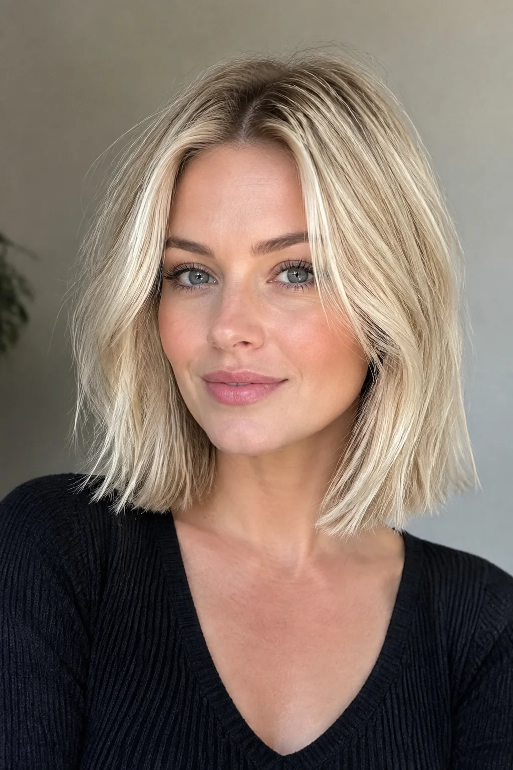 Blunt Lob with Ghost Layers hairstyle